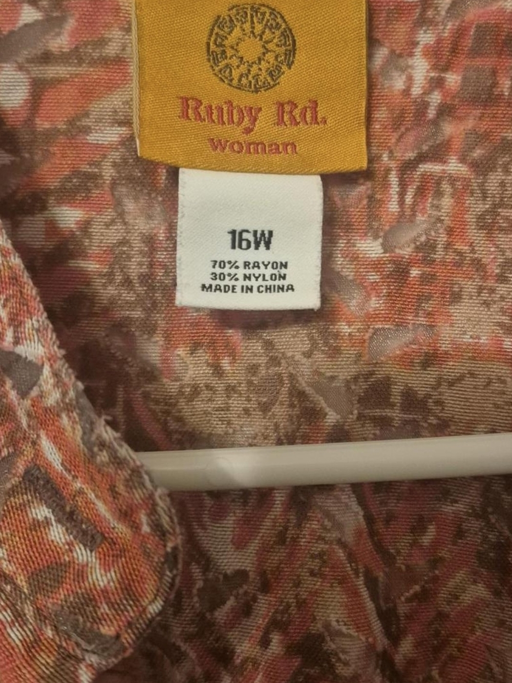 Ruby Rd. Rust Multi-Color Printed Button-Front Blouse - Picture 3 of 3